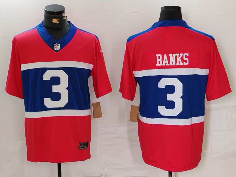 Men New York Giants #3 Banks Red Three Generations Throwback 2024 Nike Vapor F.U.S.E. Limited NFL Jersey->new york giants->NFL Jersey